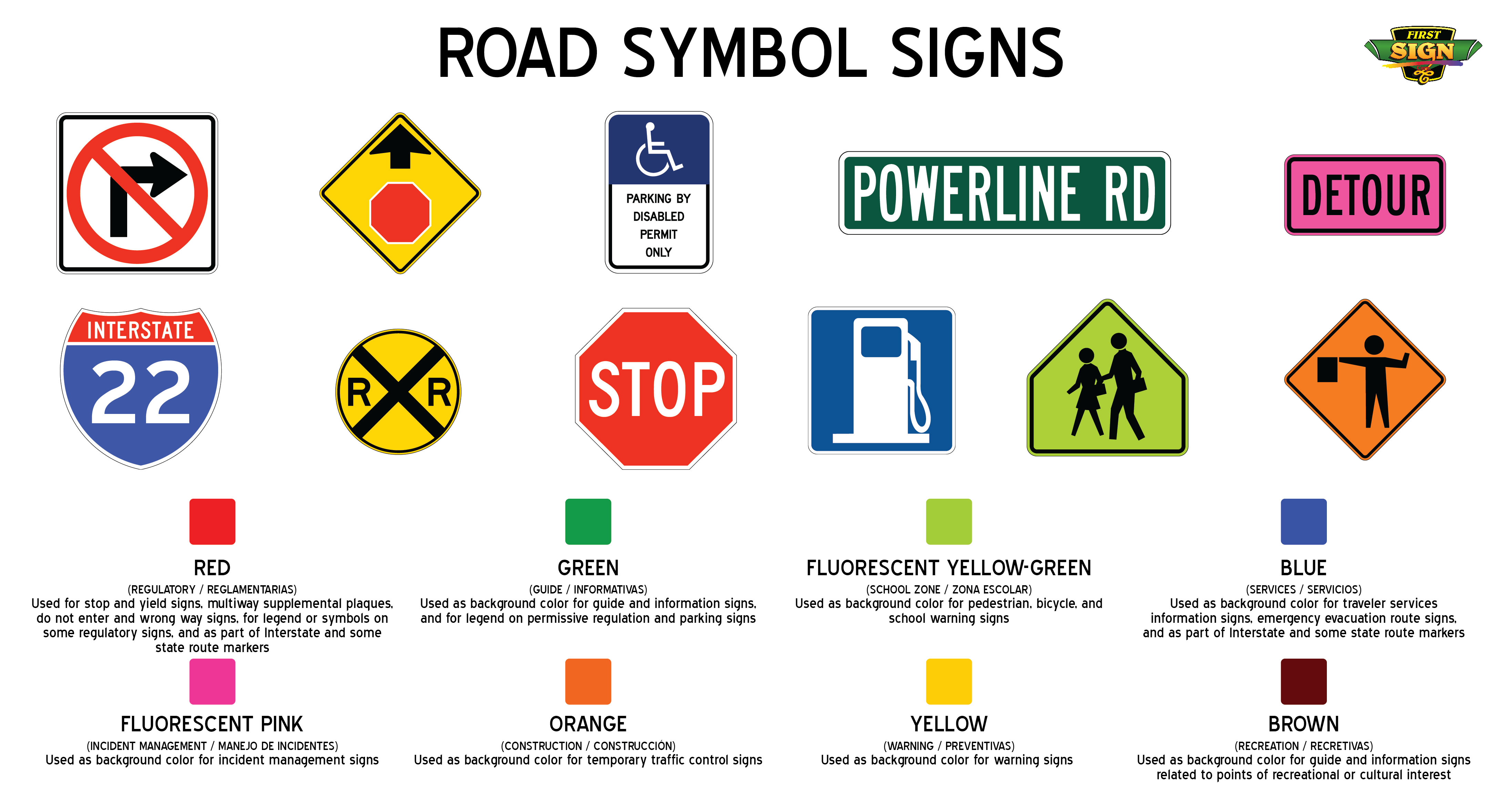 Traffic Sign Color Reference Chart Firstsign Com 