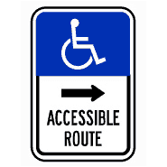 Handicap Accessible Route sign with Left Arrow R7-ACCLT 18"x12"